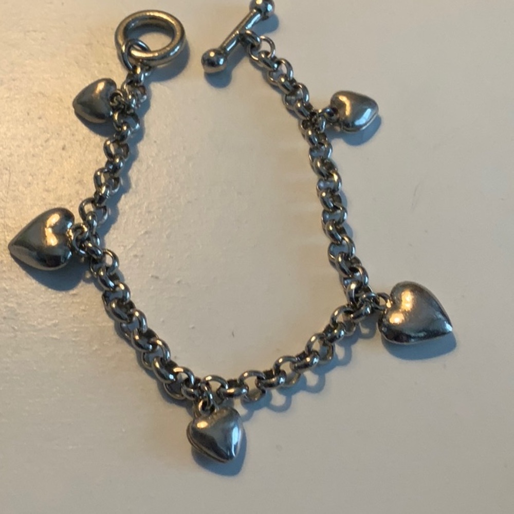 Silver Hearts Toggle Bracelet - image 1